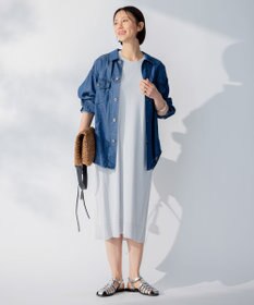 自由区 【洗える】ハイツイストコットンアセテート サマーニットドレス