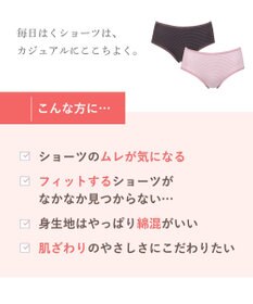 Wing ショーツ 綿混(身生地部) ここちよいフィット感 ムレにくい(身生地部) 【デイリーフィット 綿混ボーダー】 はきこみ丈ふつう EC2650 ウイング／ワコール