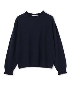 UNFILO フリルトリミング ニット ネイビー×ネイビー