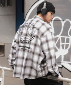 WEGO オンブレチェックグラフィックシャツ（LS）