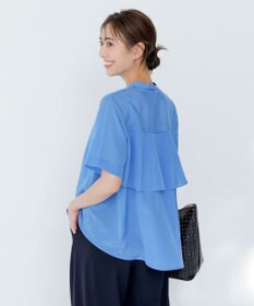 J.PRESS LADIES 【WEB限定カラーあり・洗える・速乾・接触冷感】リライムライトローン バックフリル ブラウス ブルー系