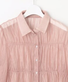 Feroux 【洗える】シャーリング シアーシャツ