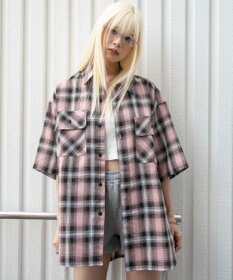 WEGO 【ユニセックス着用ITEM/SMLサイズ展開】オンブレチェックシャツ（SS）