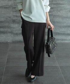 ICB 【スマートバック仕様・洗える】ストレッチダブルサテン カーゴパンツ ダークブラウン系