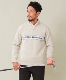 23区GOLF 【MEN】【 蓄熱裏地付き/ウォッシャブル】ロゴ ダブルジャガードニット