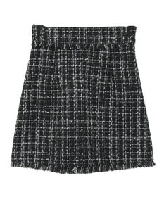 earth music&ecology 【セットアップ可】フリンジツイードミニスカート