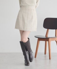 earth music&ecology 【セットアップ可】フリンジツイードミニスカート