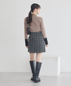 earth music&ecology 【セットアップ可】フリンジツイードミニスカート