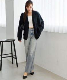 WEGO 【2025秋冬新作/ユニセックス着用ITEM/SMLサイズ展開】フェザーニットカーディガン