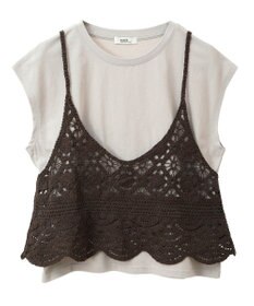 earth music&ecology ＳＥＴ２点　クロシェキャミ＋ノースリーブプルオーバー