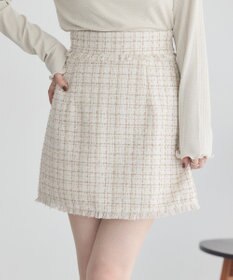 earth music&ecology 【セットアップ可】フリンジツイードミニスカート