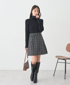 earth music&ecology 【セットアップ可】フリンジツイードミニスカート