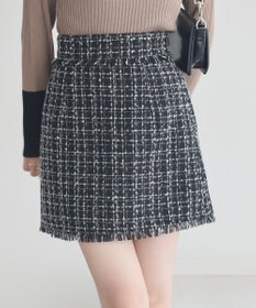 earth music&ecology 【セットアップ可】フリンジツイードミニスカート