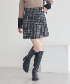 earth music&ecology 【セットアップ可】フリンジツイードミニスカート