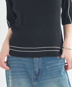 earth music&ecology 【予約】ラインカラーポロニット