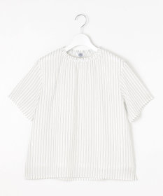 J.PRESS LADIES L 【洗える】シアーストライプ＆チェック ブラウスライク カットソー