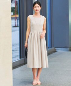 Tiaclasse 【洗える】麻調スクエアネックワンピース