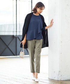 ICB 【WEB限定カラーあり・洗える】エステルダブルクロス 長袖ラッフルブラウス