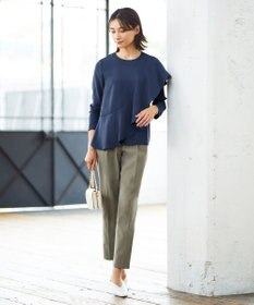 ICB 【WEB限定カラーあり・洗える】エステルダブルクロス 長袖ラッフルブラウス