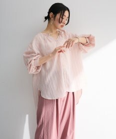 Green Parks ドロストネックシアーストライプチュニック