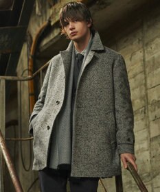 JOSEPH ABBOUD 【尾州産カシミヤブレンド素材/軽量】カシミヤブレンドアルパカヘリンボーン ステンカラーコート