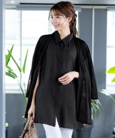 Tiaclasse L 【洗える】フレンチスリーブシャツチュニックブラウス