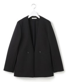 新品タグ付✨　ICB　ノーカラージャケット　ウォッシャブル　UVカット　ブラック 洗える】コンパクトWフェイス ノーカラージャケット / ICB L