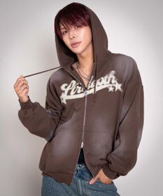 WEGO 【ユニセックス着用ITEM/MLサイズ展開】グラフィックZIPパーカー