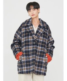 AMERICAN HOLIC チェックコクーンミディコート