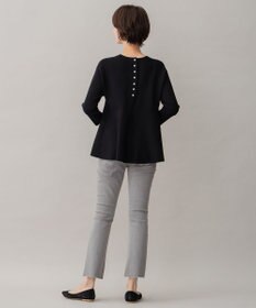 自由区 【洗える】レーヨンポリエステルスムース ペプラムニット