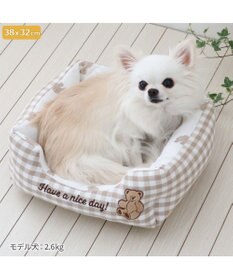 PET PARADISE ペットパラダイス  クール 四角カドラー 《くまチェック柄》 超小型犬