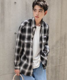 WEGO オンブレチェックグラフィックシャツ（LS）