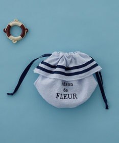 Maison de FLEUR ラインリボンジャカード巾着ポーチ