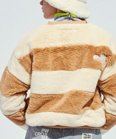 PW CIRCULUS 【ふわもこあったか/防寒/裏地付】【WOMEN】ボーダーフェイクファープルオーバー