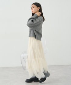 earth music&ecology パール＆ケーブルニットプルオーバー