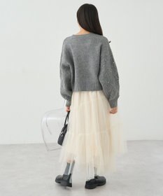 earth music&ecology パール＆ケーブルニットプルオーバー