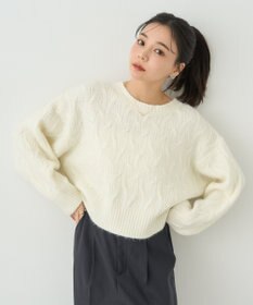 earth music&ecology パール＆ケーブルニットプルオーバー