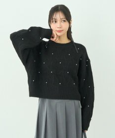 earth music&ecology パール＆ケーブルニットプルオーバー