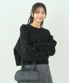 earth music&ecology パール＆ケーブルニットプルオーバー