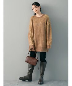 AMERICAN HOLIC バイカラー片畦ニットチュニック