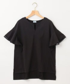 組曲 【汗ジミ防止・撥水】GIZAプレーティング天竺袖フリル カットソー