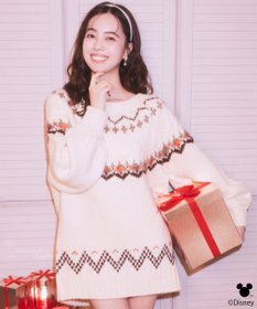 earth music&ecology 【予約】Disney/ミッキー刺繍ノルディックニットチュニック