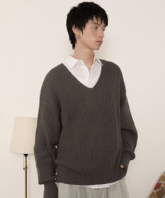 WEGO エルボーパッチVネックプルオーバー