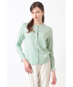 DAKS キュプラ混クルーネックカーディガン ミニフリル袖