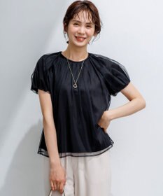 組曲 コットンポンチ チュールレイヤード カットソー ブラック系