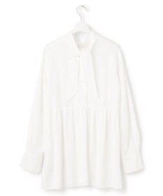 23区 L 【前後着用可能/洗える】ウォッシュドピーチツイル ブラウス