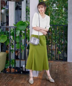 Tiaclasse L 【洗える】パフスリーブ透かし編みニットトップス