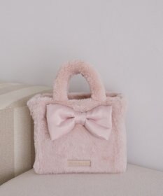 Maison de FLEUR サテンリボンファー2Wayスクエアトートバッグ