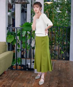 Tiaclasse L 【洗える】パフスリーブ透かし編みニットトップス