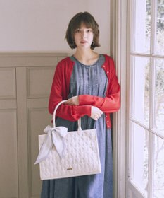 Maison de FLEUR スカーフ付き2ルームリボンキルティングトート